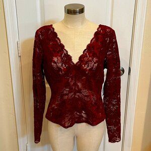 NWT - Guess Velvet Lace Long Sleeve Top